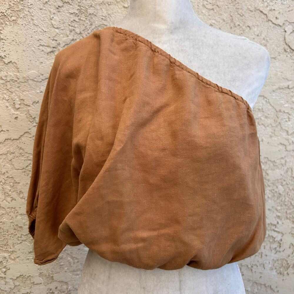 Stateside One Shoulder Linen Blend Crop Top Size XS/S